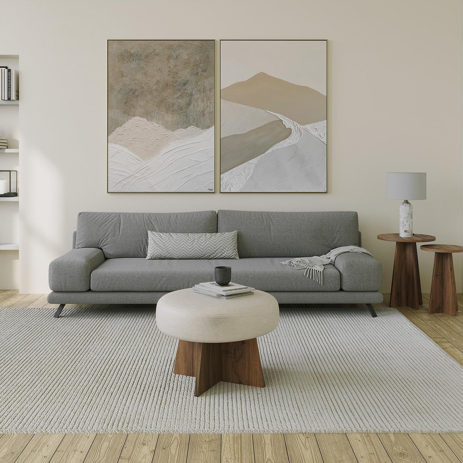 NEOstill - Zen Puf / 60 cm - Bej - Ceviz