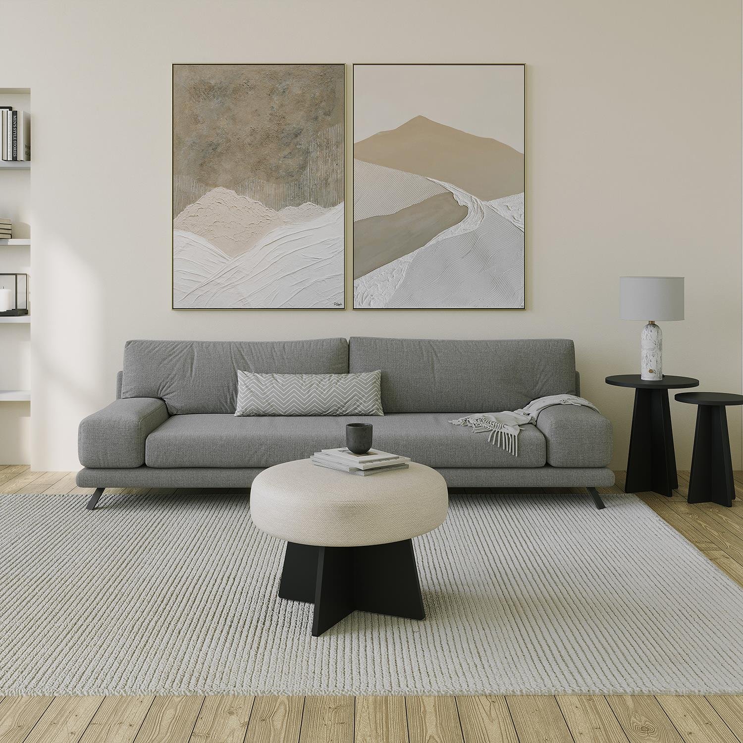 NEOstill - Zen Puf / 60 cm - Bej - Siyah