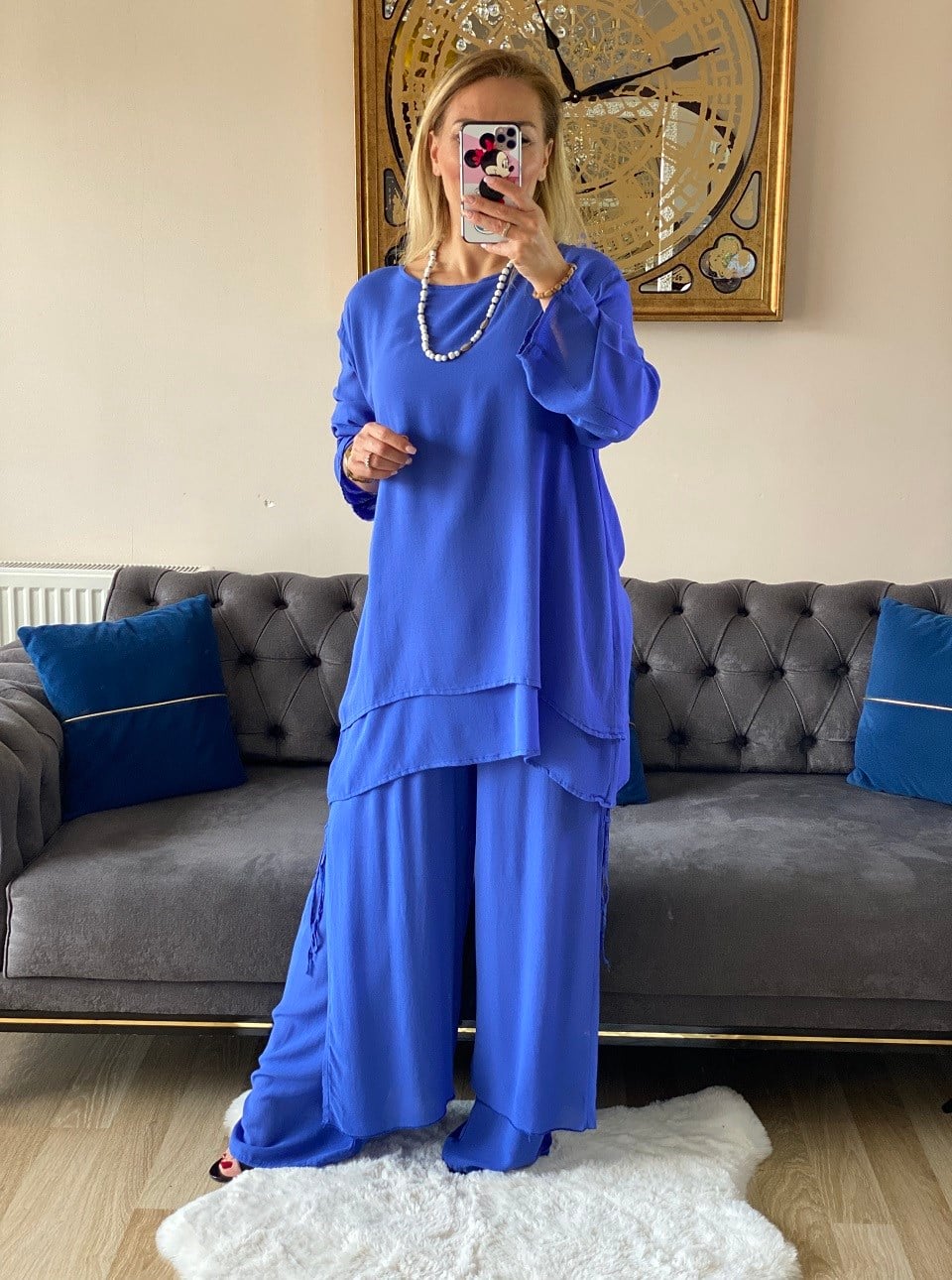 410535 %100 PAMUK KUMAŞ MAVİ PANTALON