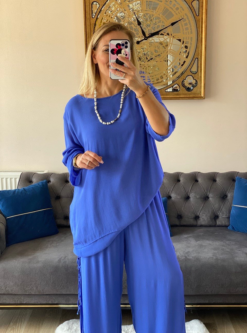 410535 %100 PAMUK KUMAŞ MAVİ PANTALON