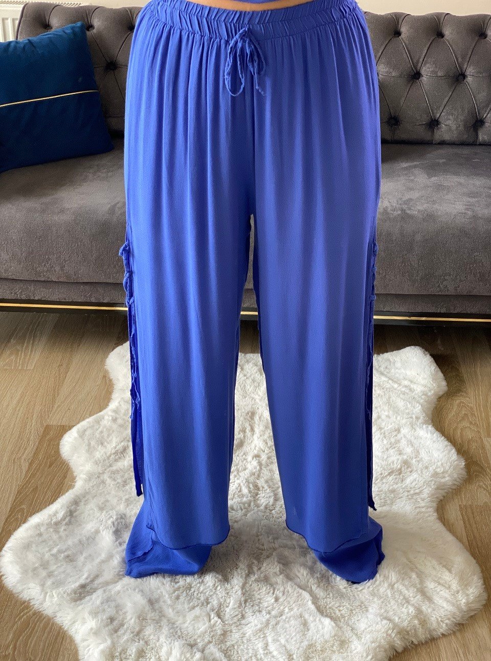 410535 %100 PAMUK KUMAŞ MAVİ PANTALON