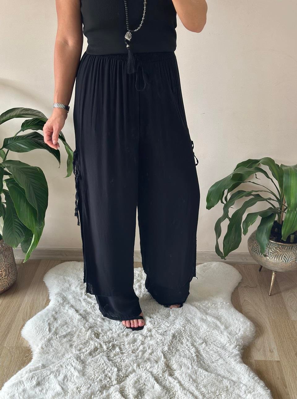 410537 Pamuklu Kumaş Siyah Pantalon