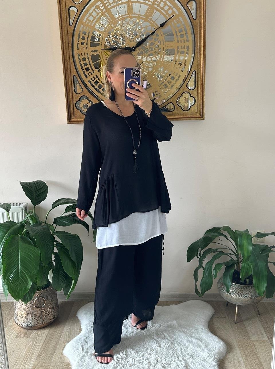 410537 Pamuklu Kumaş Siyah Pantalon