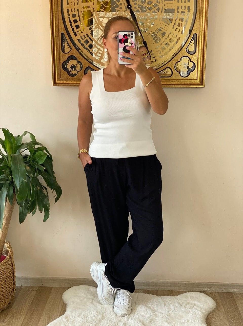 410585 PAMUK VİSKON KUMAŞ SİYAH PANTALON