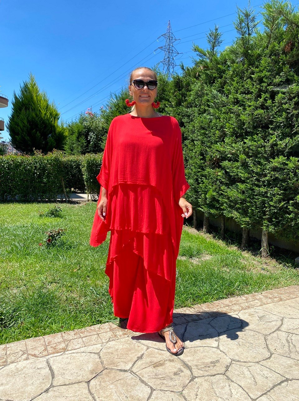 410636 KAPAKLI PANTALON KIRMIZI