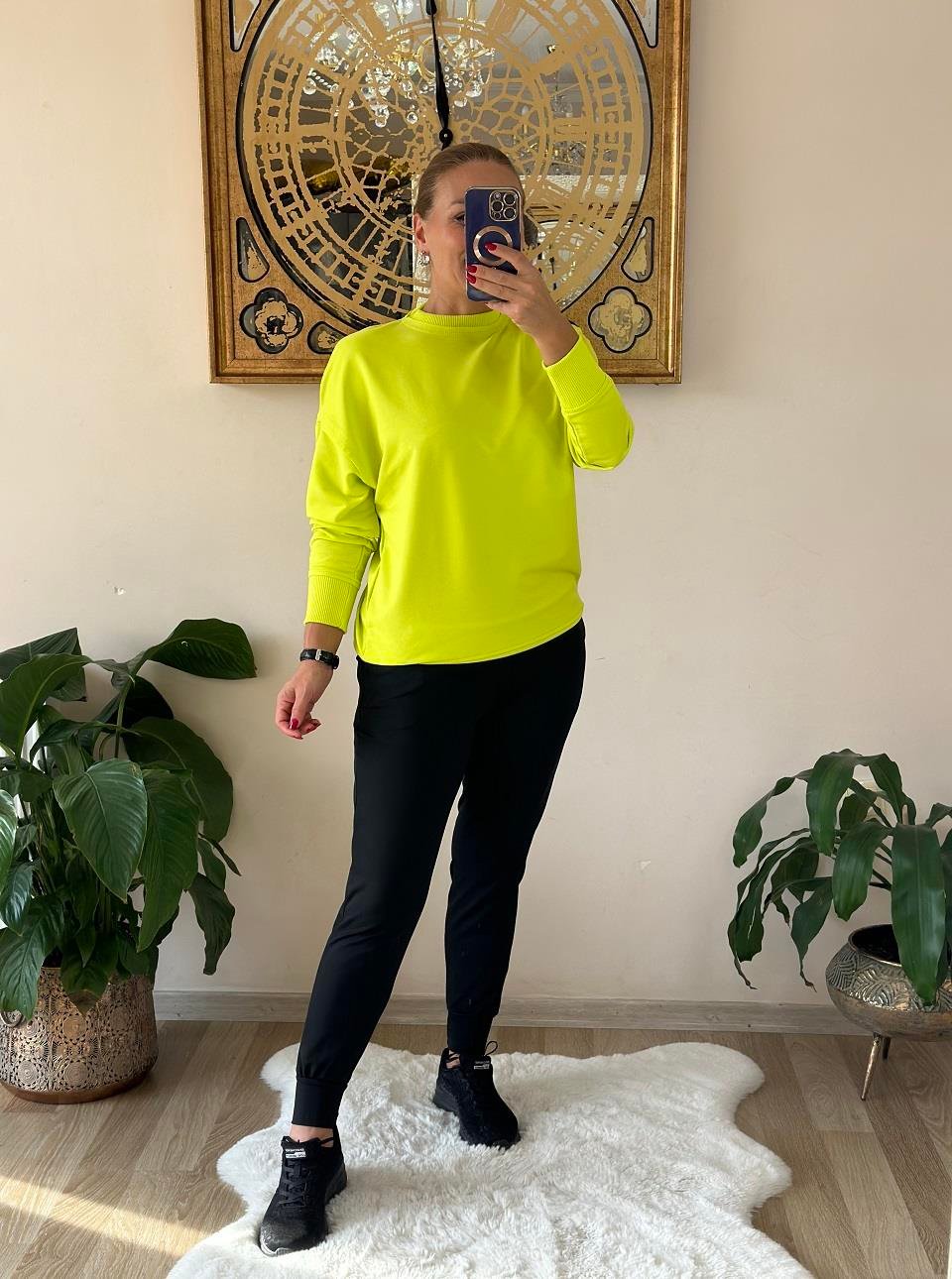 410773 Basic Sweat Neon Yeşil