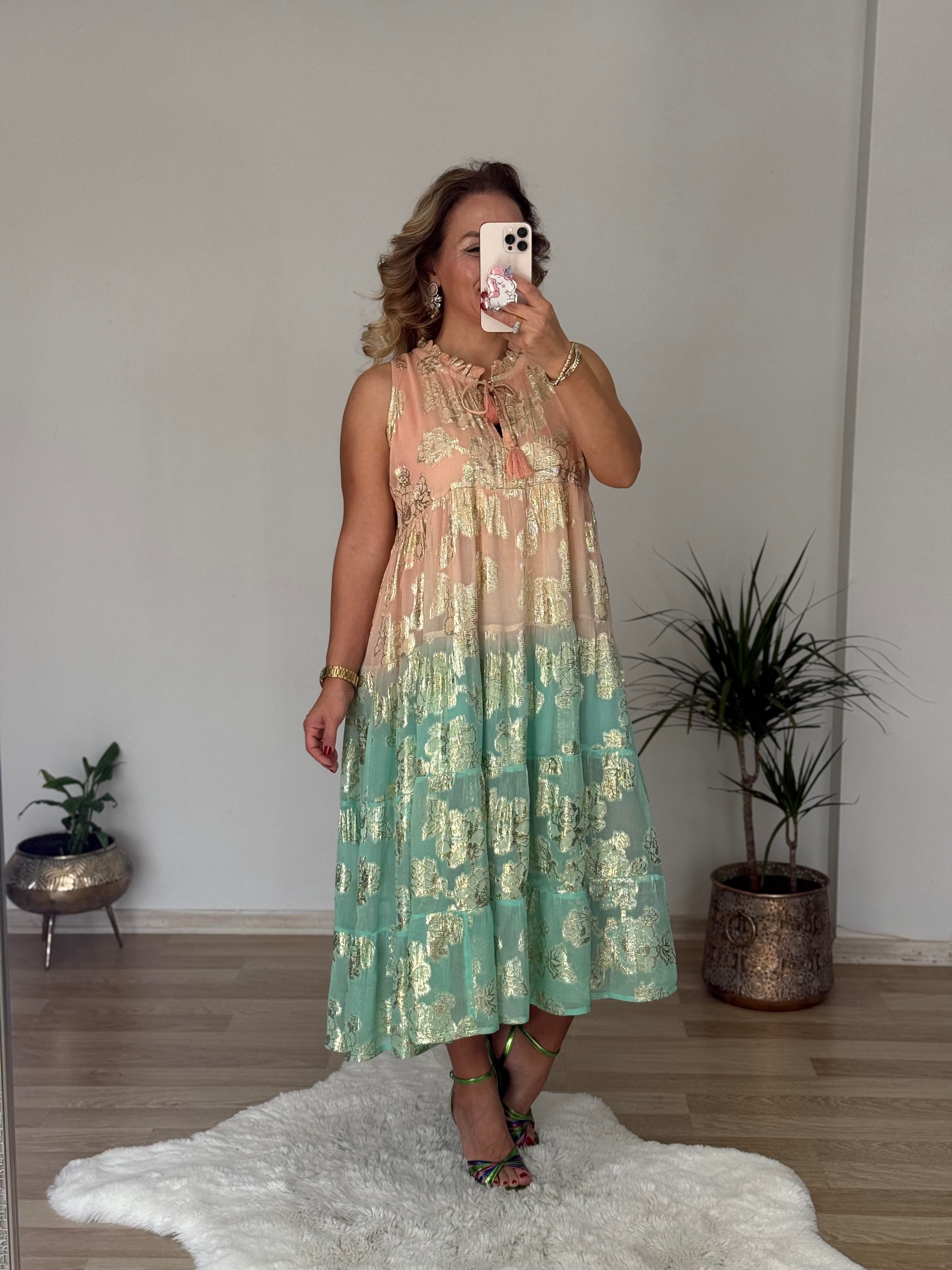 458 İthal Renkli Elbise