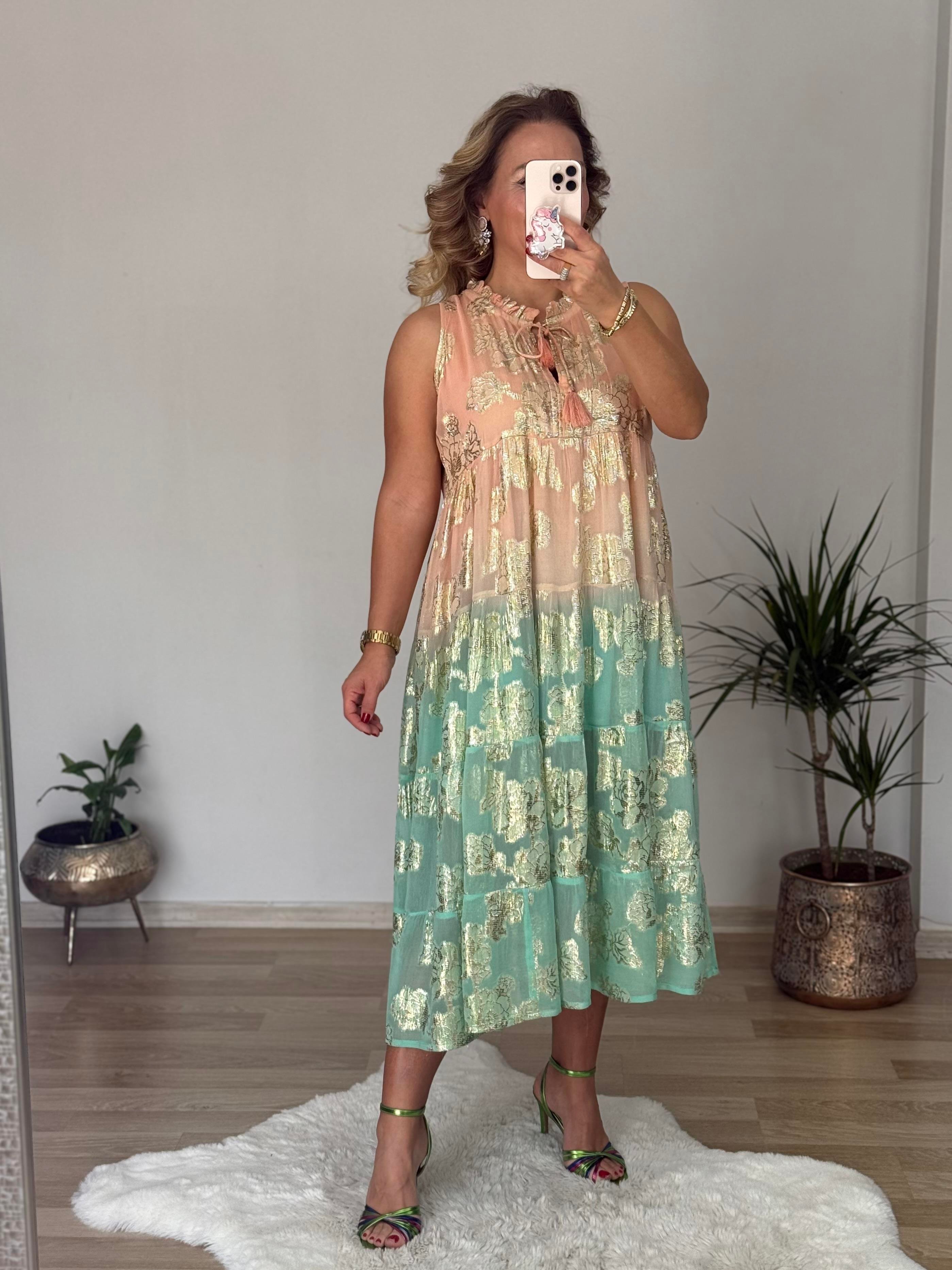 458 İthal Renkli Elbise