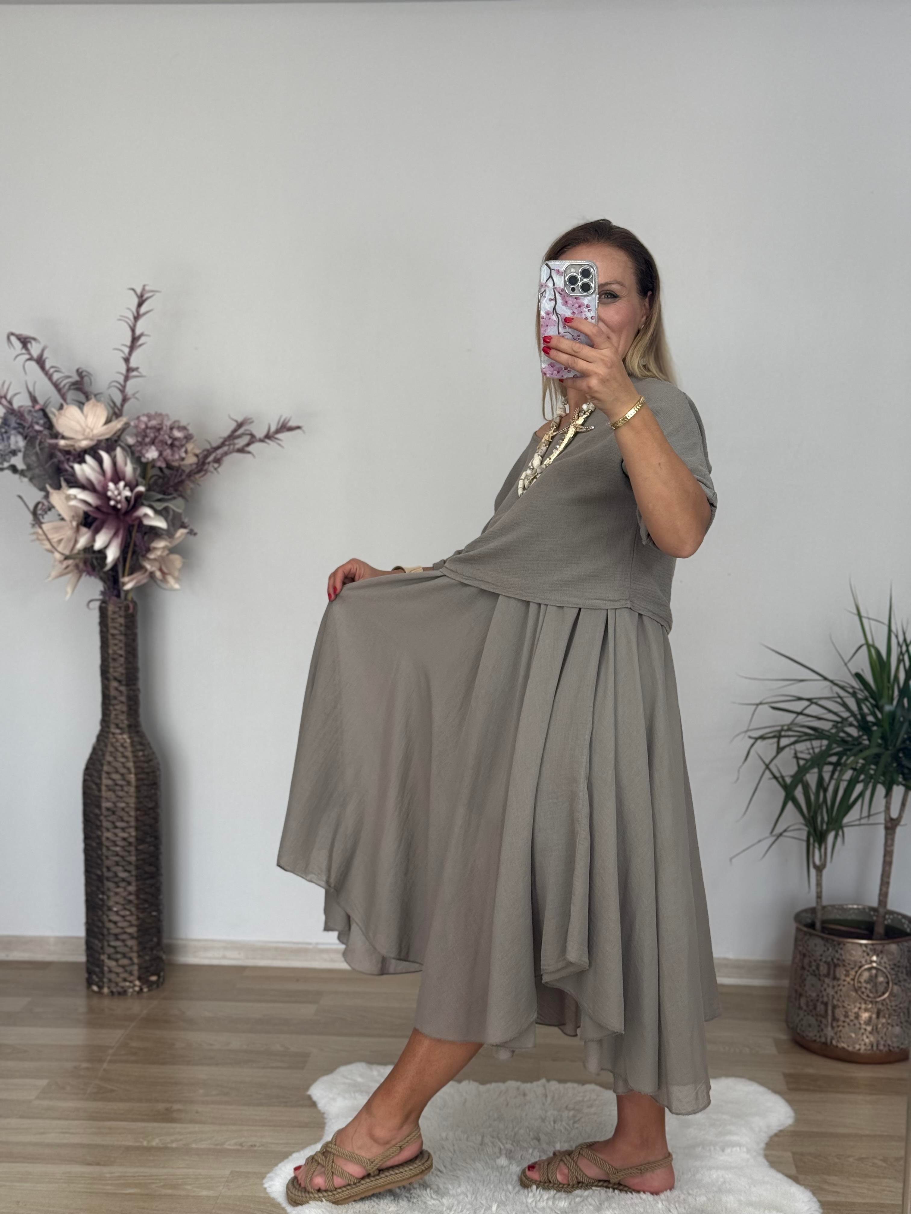 502 2 Parça Bluzlu İtalyan Elbise