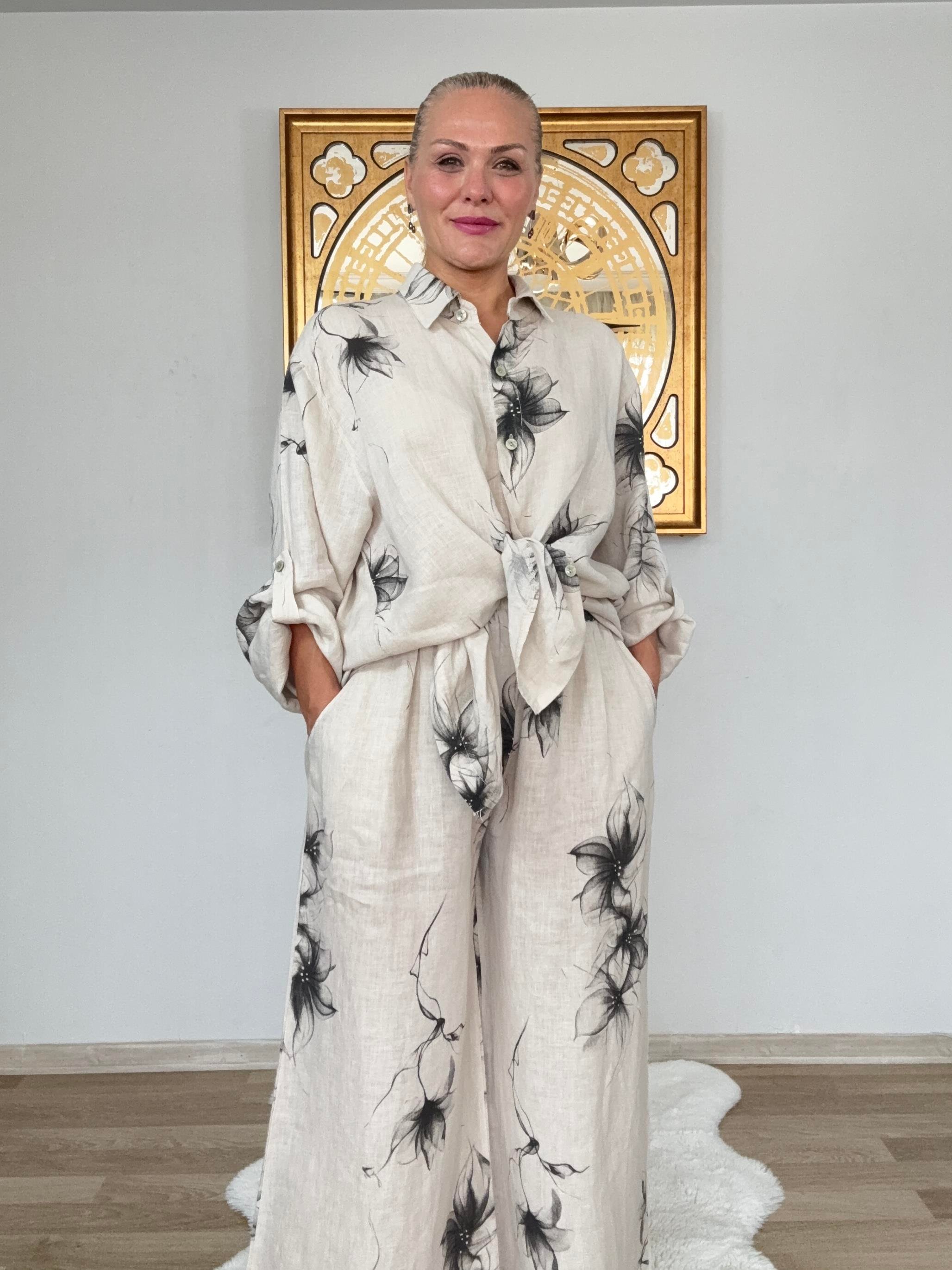697 Manolya Desen İtalyan Keten Takım