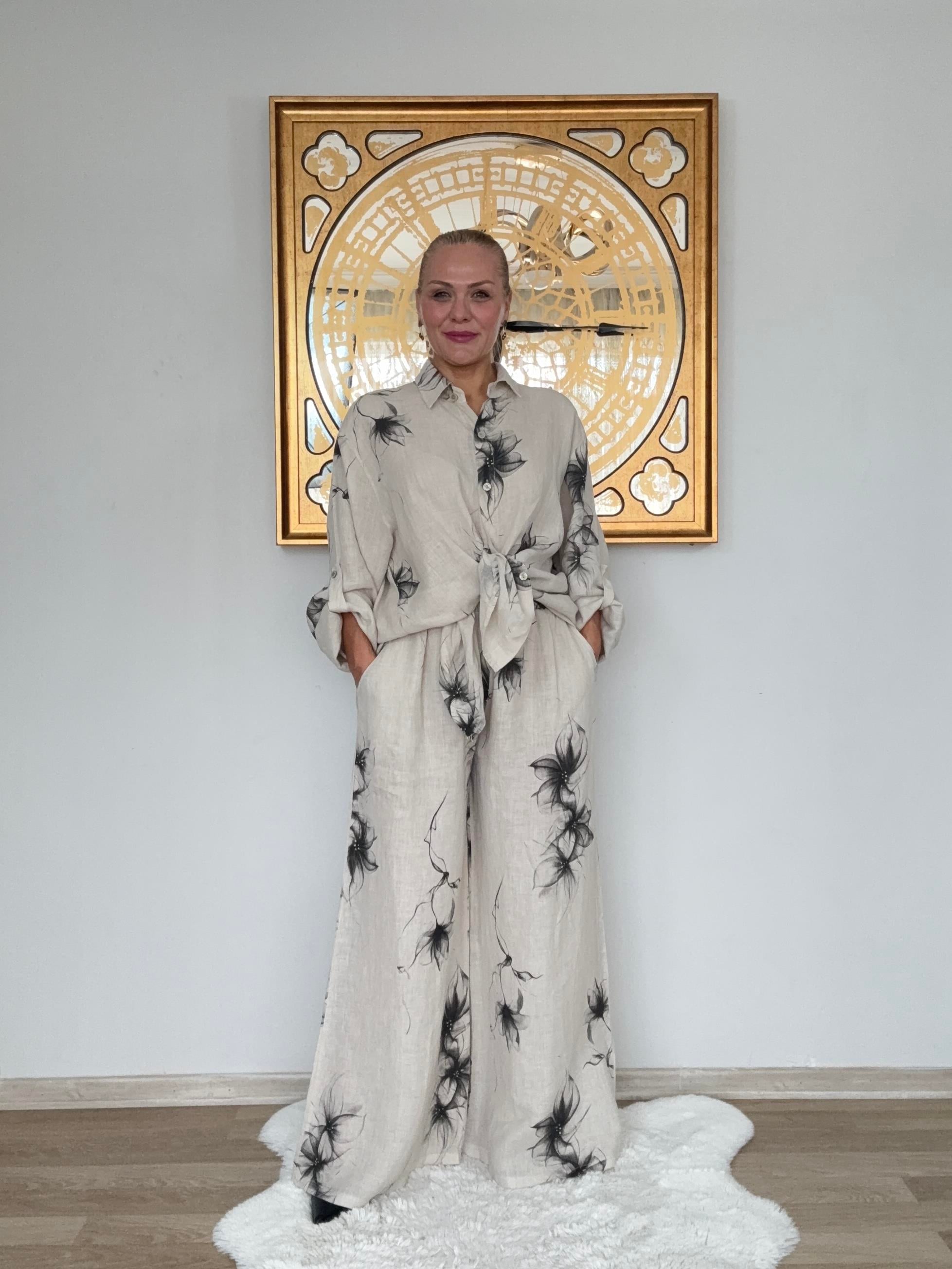 697 Manolya Desen İtalyan Keten Takım