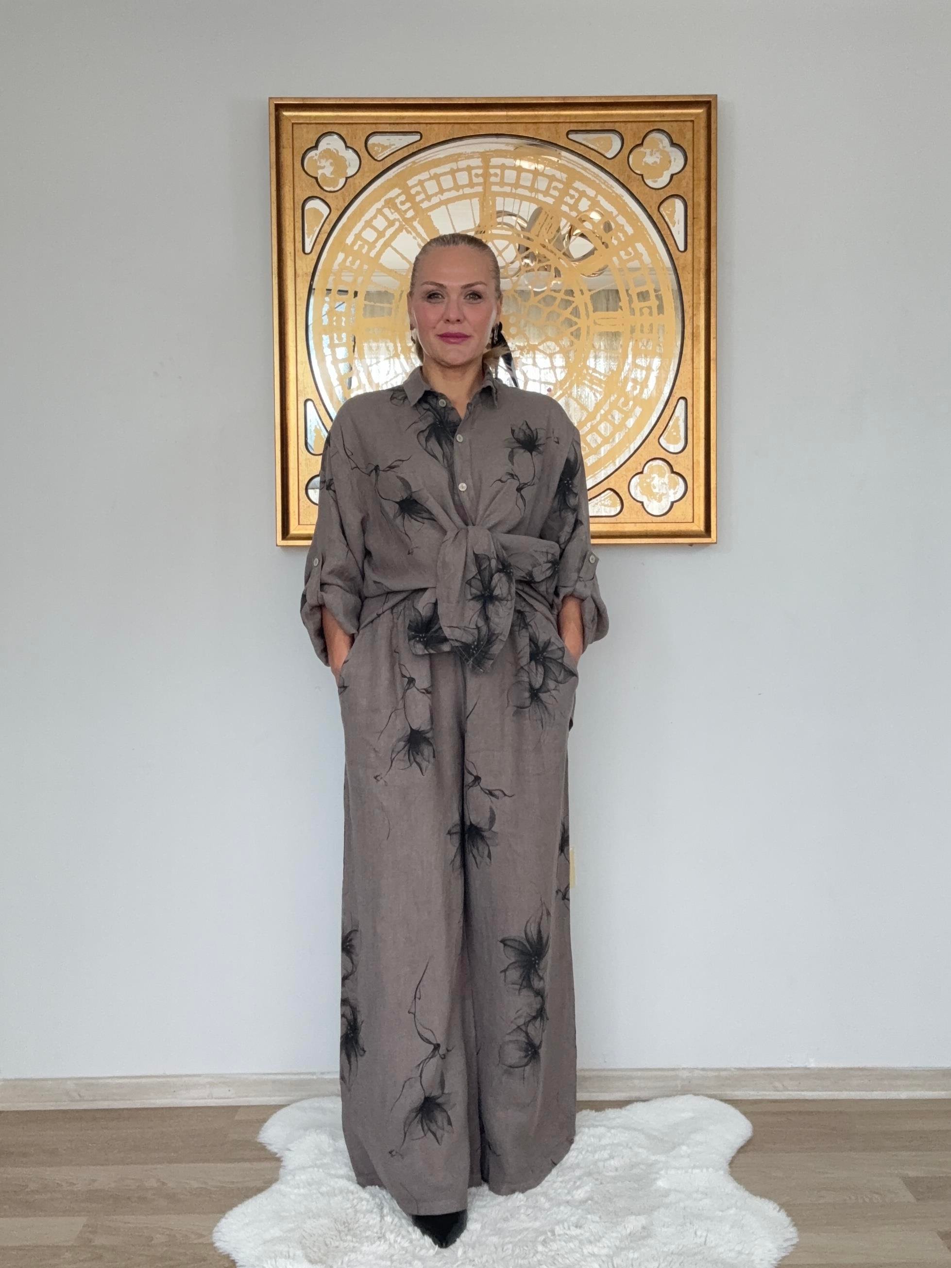 698 Manolya Desen İtalyan Keten Takım