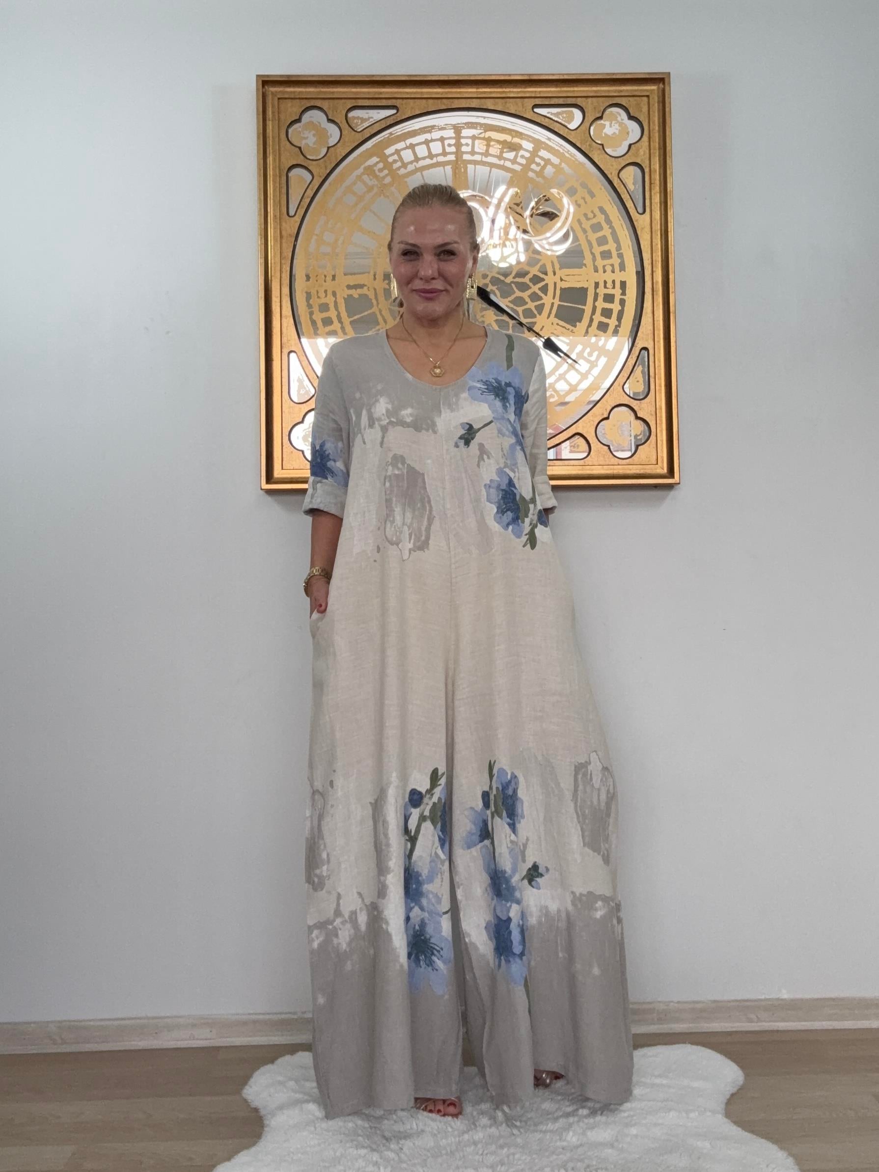 719 İtalyan Keten Kumaş Tulum