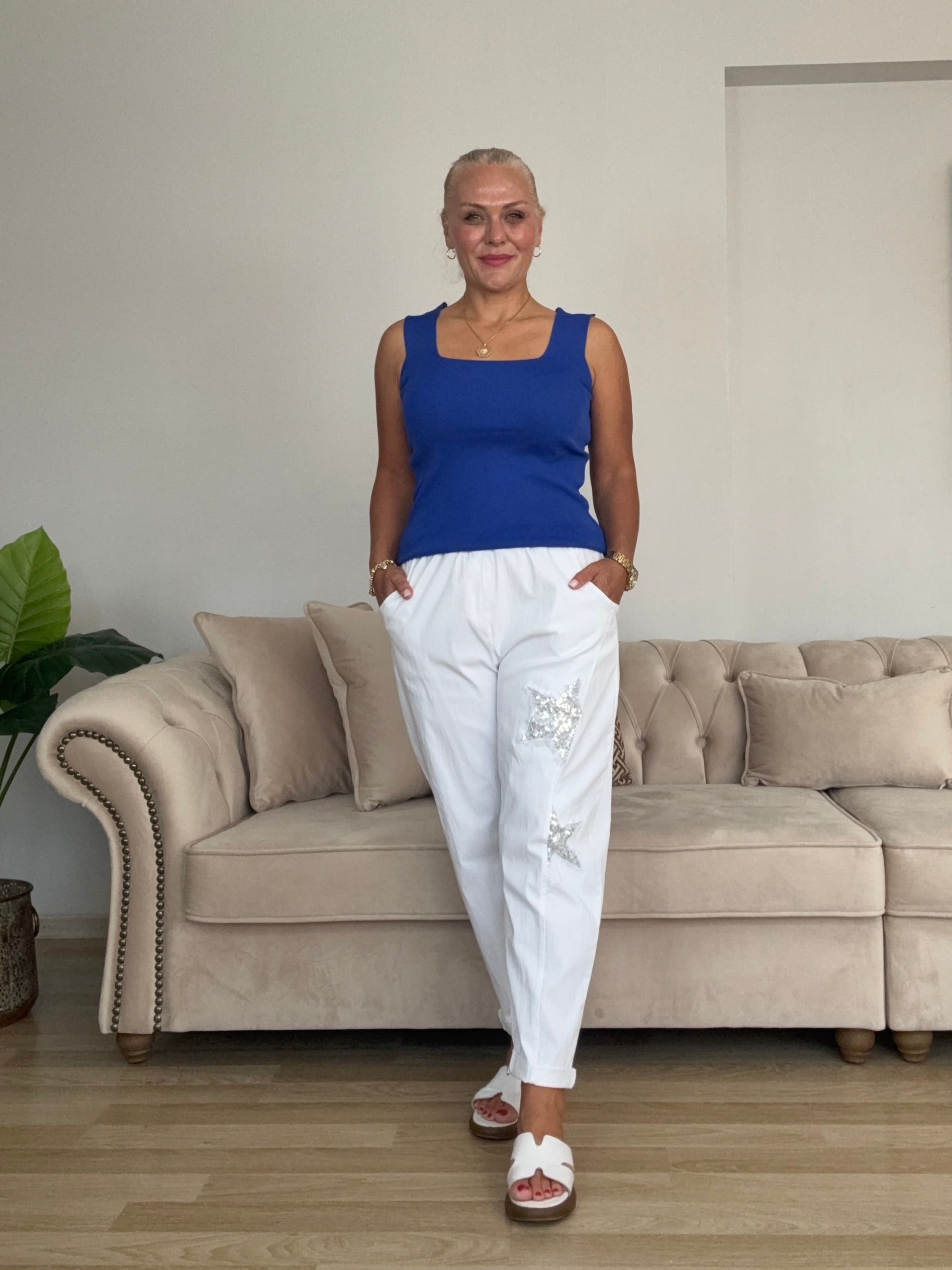 805 Yıldız Desen Pullu İtalyan Pantolon