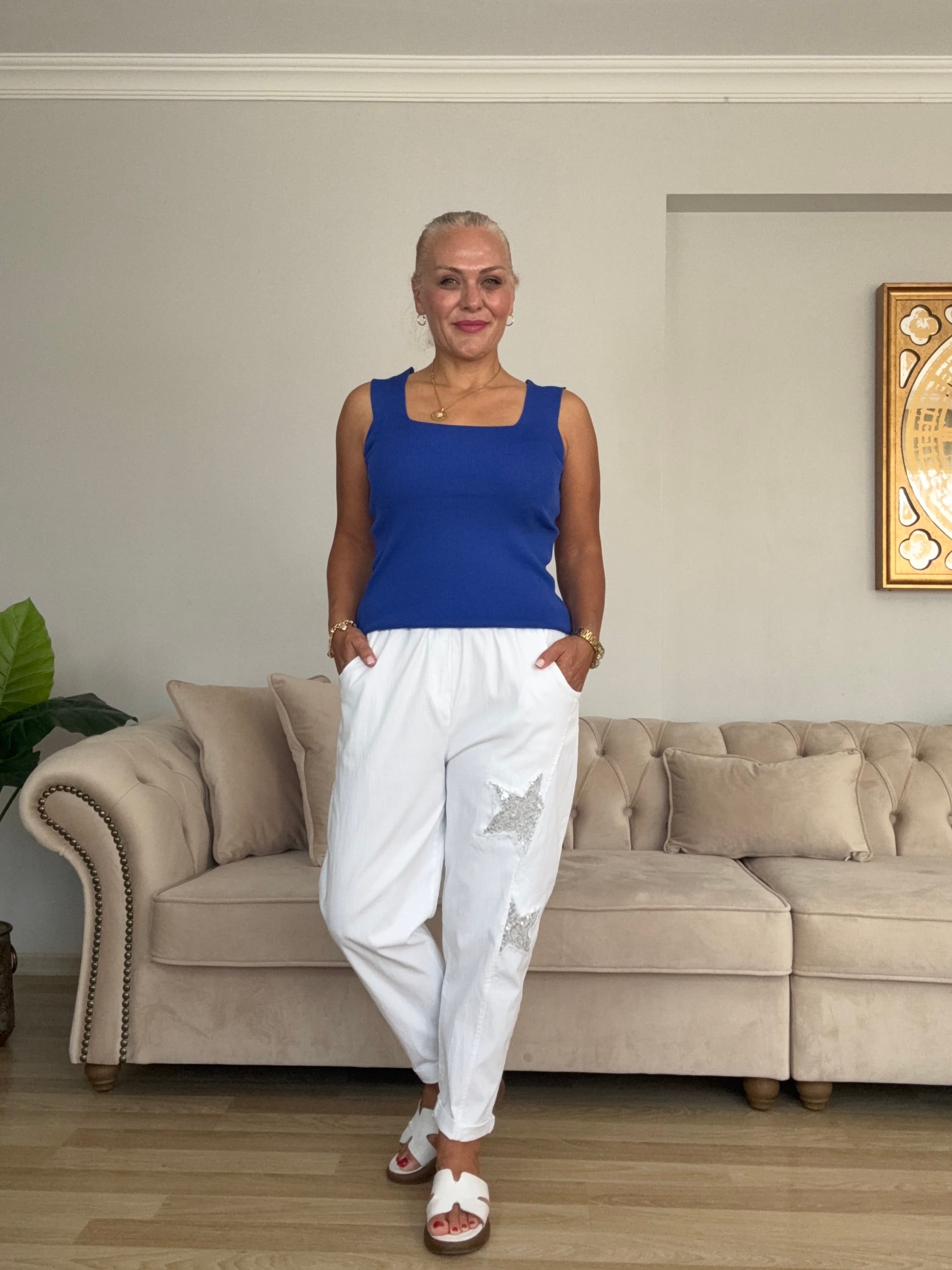 805 Yıldız Desen Pullu İtalyan Pantolon