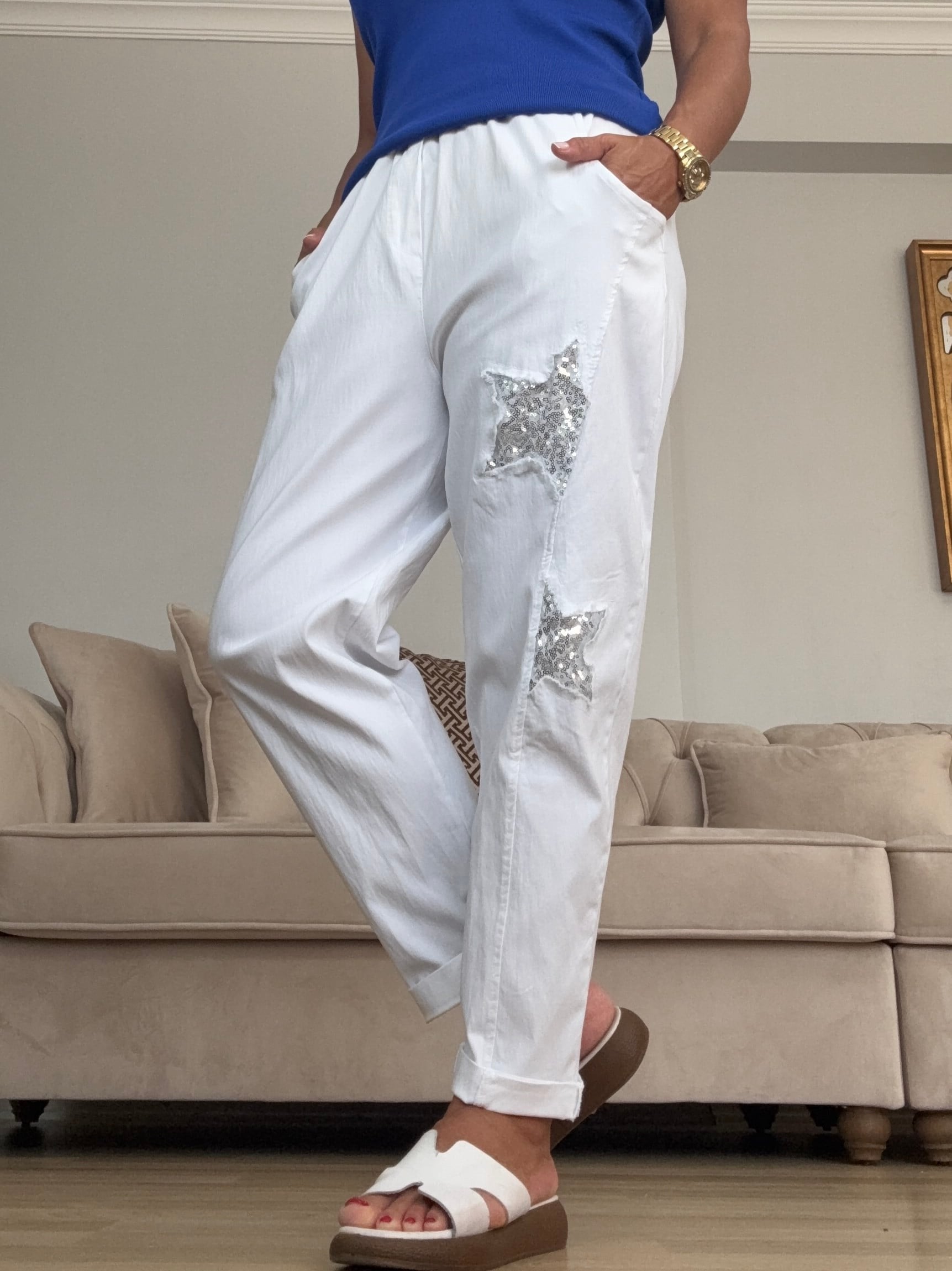 805 Yıldız Desen Pullu İtalyan Pantolon