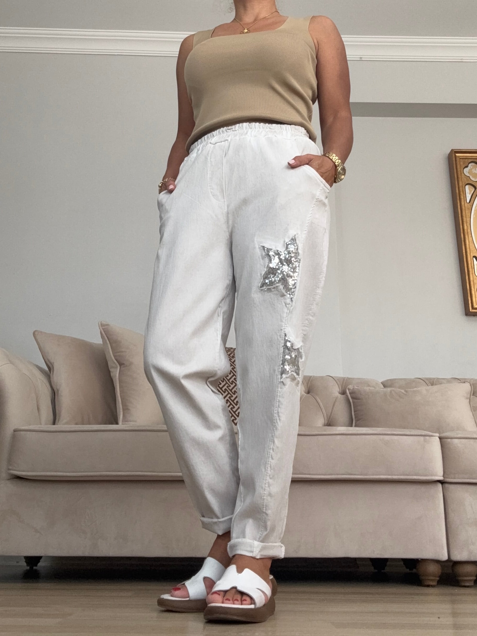 806 Yıldız Desen Pullu İtalyan Pantolon