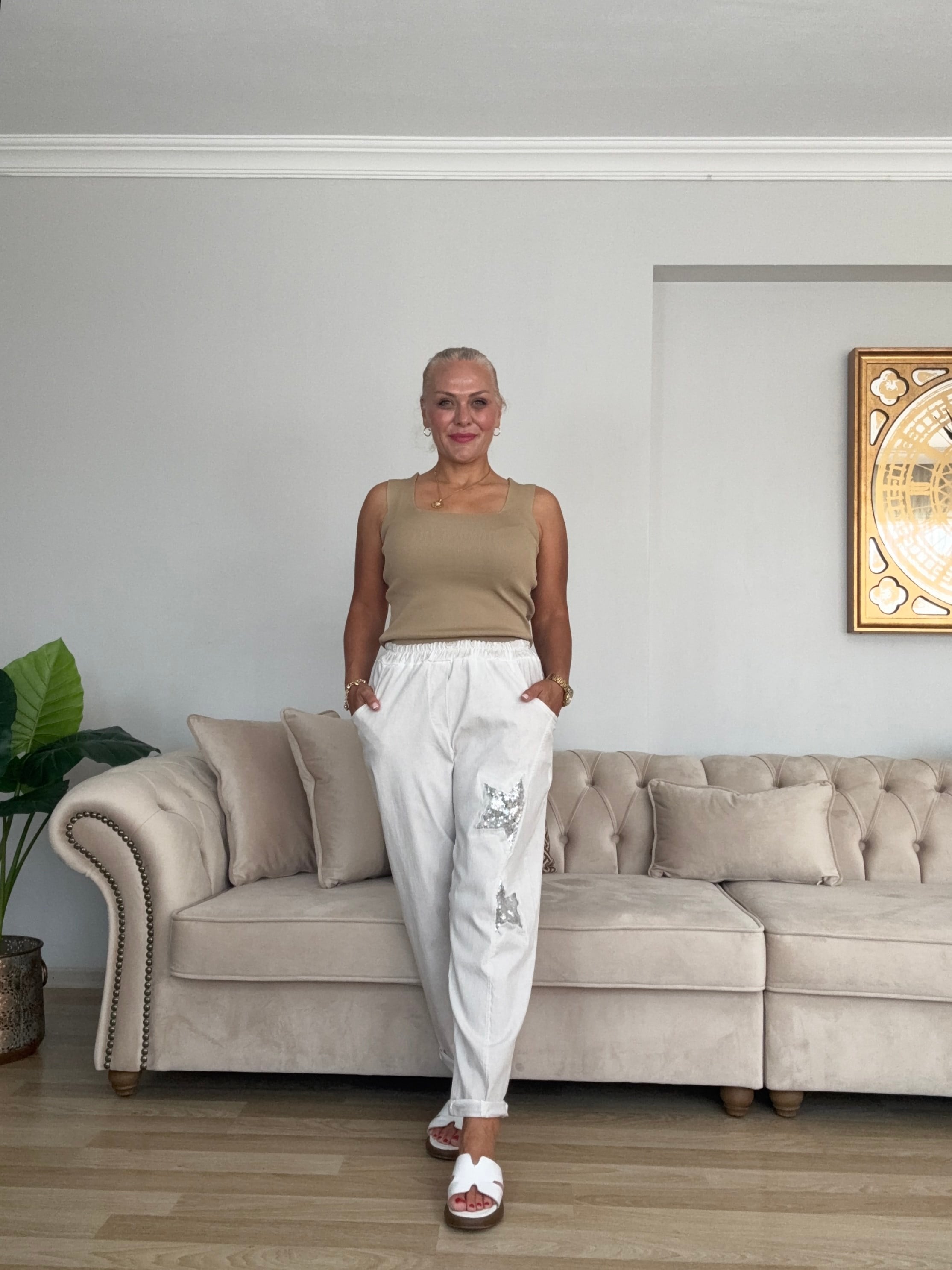 806 Yıldız Desen Pullu İtalyan Pantolon