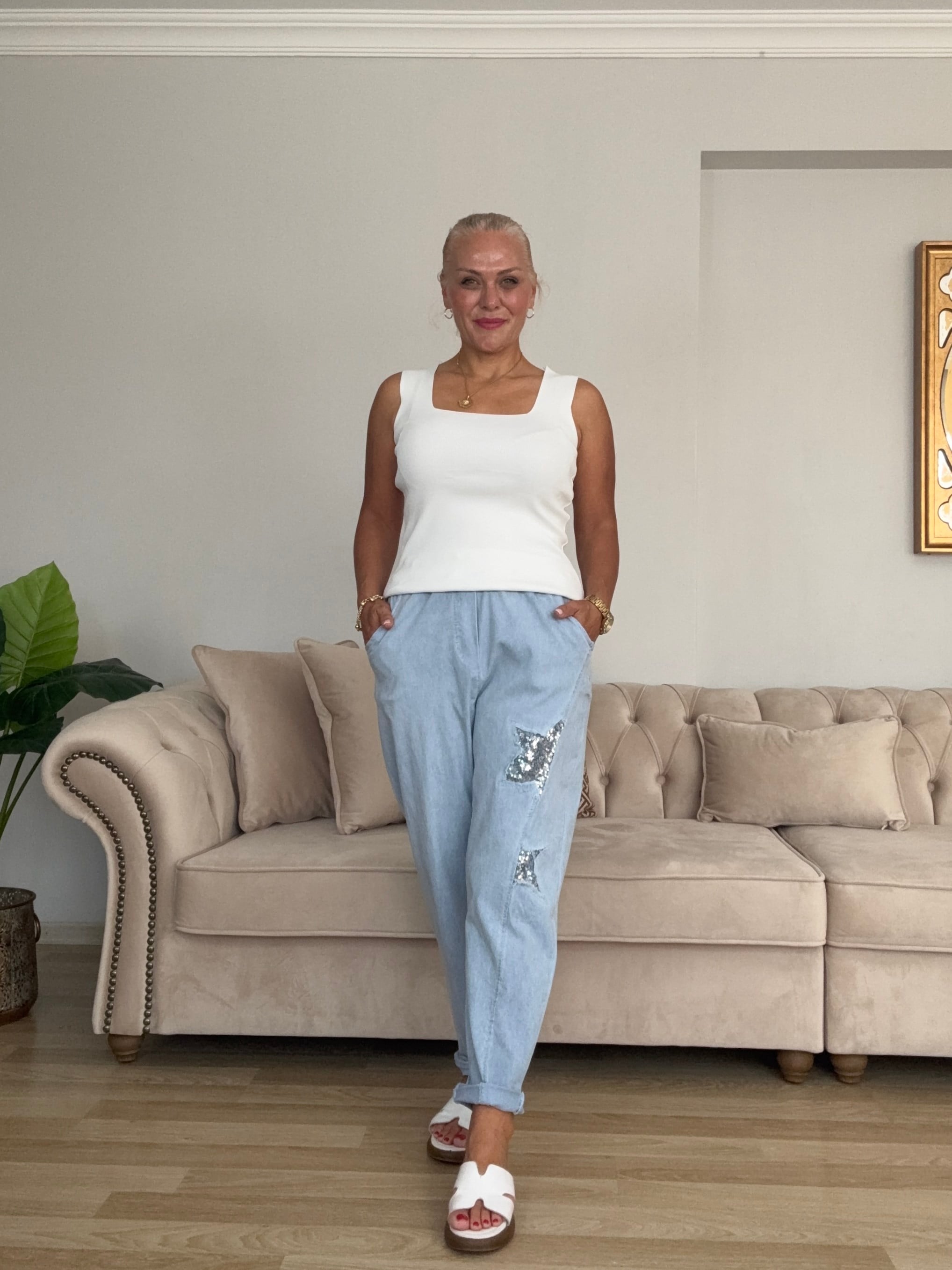 808 Yıldız Desen Pullu İtalyan Pantolon