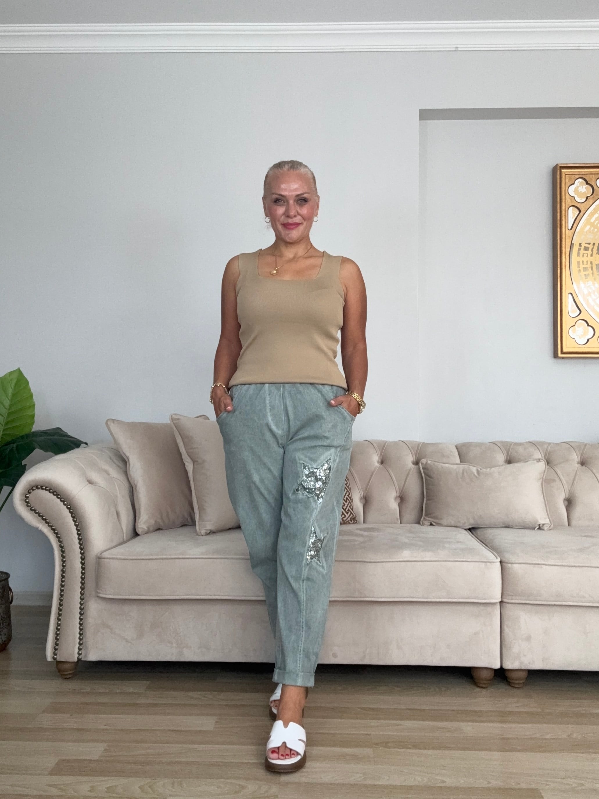 809 Yıldız Desen Pullu İtalyan Pantolon
