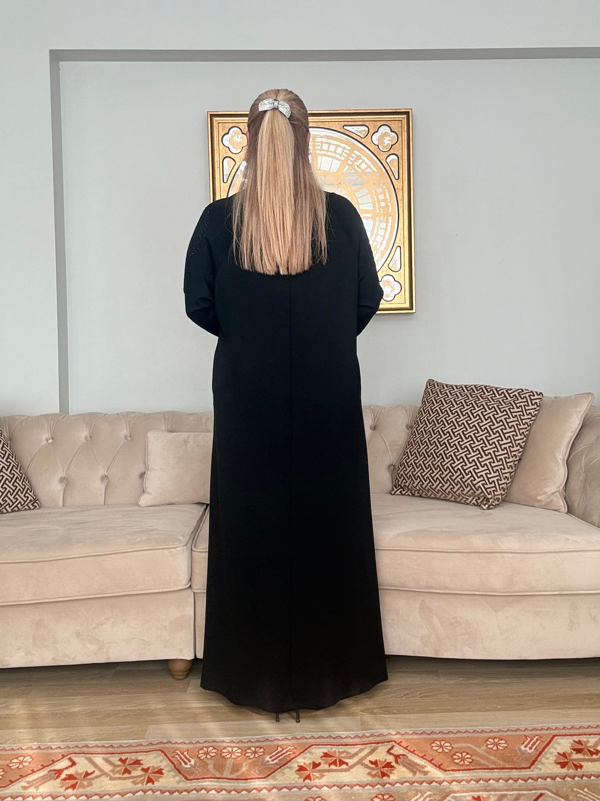 946 Taşlı Ve Cepli Klasik Elbise