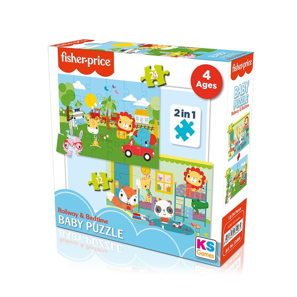 FP 13406 FISHER-PRICE BABY PUZZLE RAILWAY & BEDTIME 2 IN 1