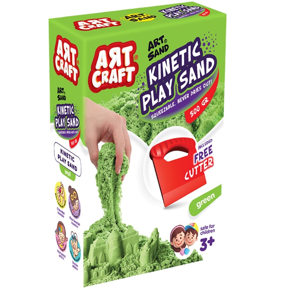 Aksesuarlı Yeşil Kinetik Oyun Kumu 500 gr 03687