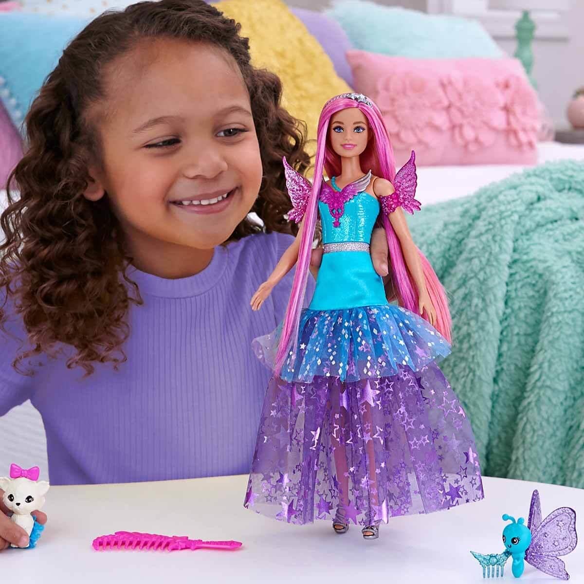 Barbie Sihirli Dokunuş Peri Masalı Elbiseli Bebekler HLC3