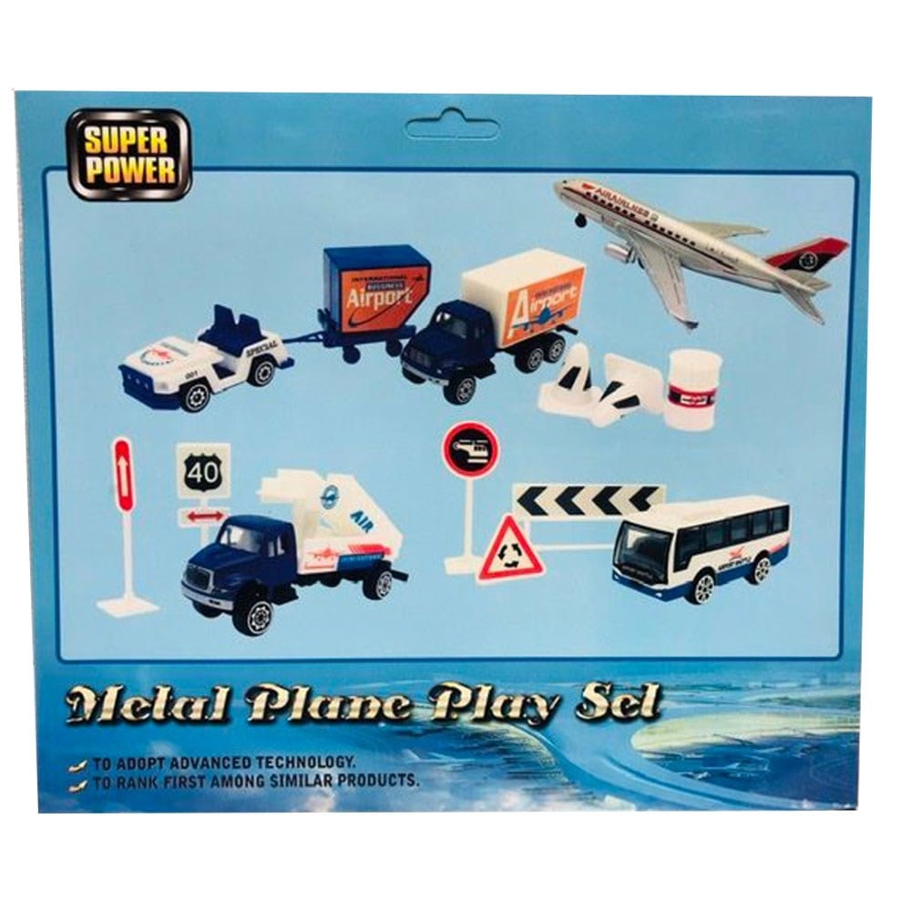 Hava Alanı Oyuncak Metal Set Uçak Otobüs Ekipmanları Havaalanı 15 Parça