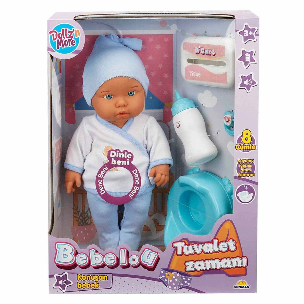 Bebelou Tuvalet Zamanı Sesli Bebek Seti 35 cm 30011