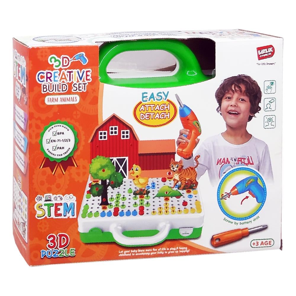 Birlik Oyuncak 3D Sistem Eğitici Matkap Seti Çiftlik Hayvanları URT014-002