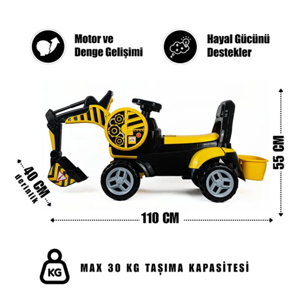 Birlik Oyuncak Pedalsız Bin Git İnşaat Aracı Kepçe URT030-001