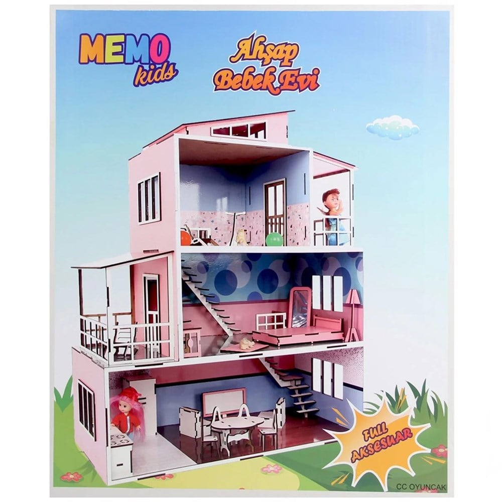 CC Oyuncak Memo Ahşap Bebek Evi Aksesuarlı CCY00196