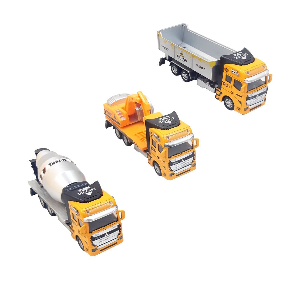 Çek Bıraklı Alloy Model 1:64 Ölçek 6'lı İnşaat Araçları ve İş Makineleri Oyun Seti