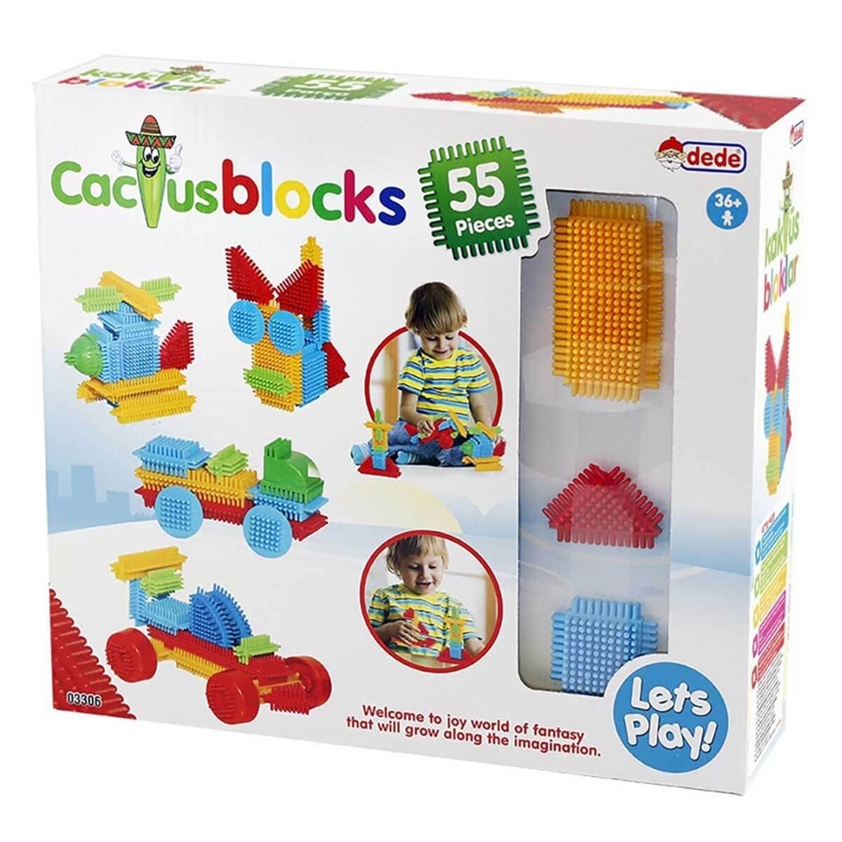 Dede Kaktüs Blocks 55 Parça Eğitici Öğretici Oyuncak Blok Lego