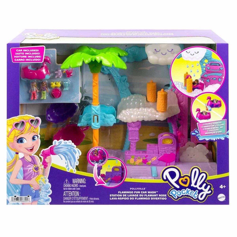 HHJ05 POLLY POCKET FLAMINGO ARABA SU EGLENCESI SETI