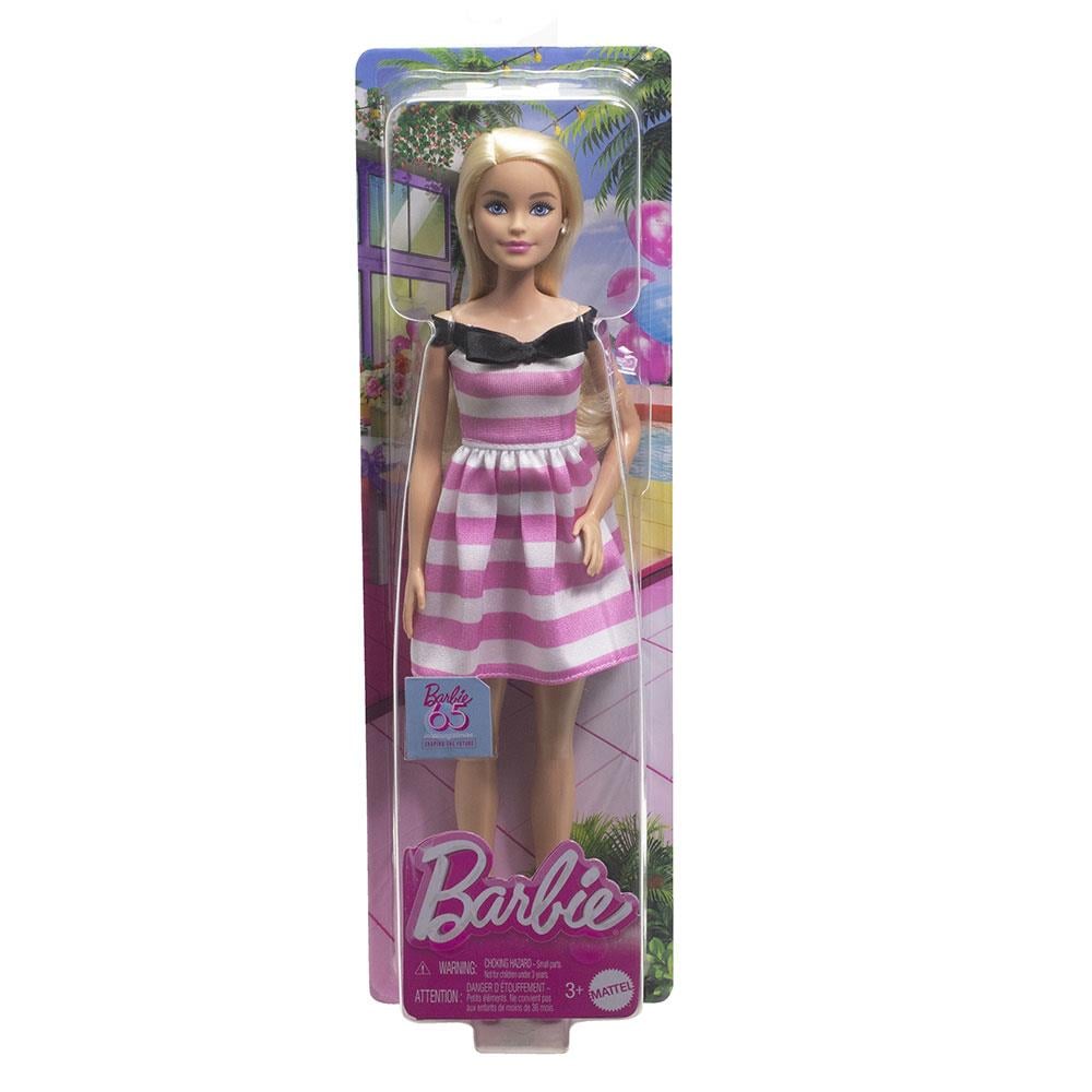 HTH66 BARBIE 65.YIL OZEL PEMBE ELBISELI BEBEK