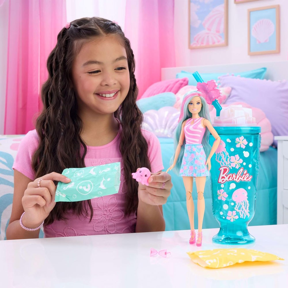 JKF62 BARBIE POP REVEAL SURPRIZ BEBEK - MAVI SACLI