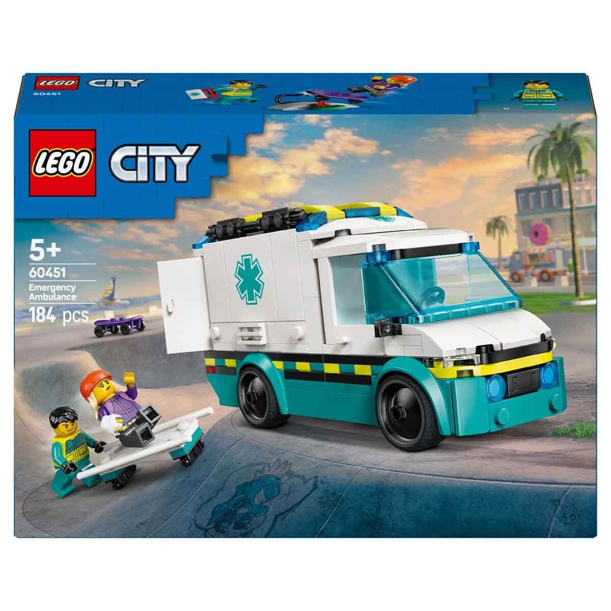 Lego City Acil Yardım Ambulansı 60451 Çocuklar için Yaratıcı Oyuncak Yapım Seti 184 Parça