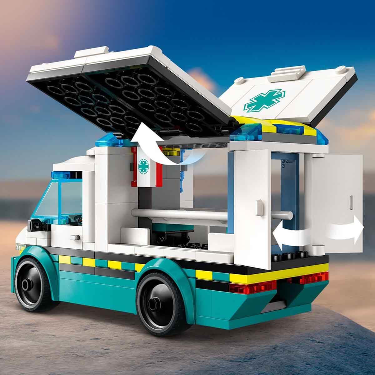 Lego City Acil Yardım Ambulansı 60451 Çocuklar için Yaratıcı Oyuncak Yapım Seti 184 Parça