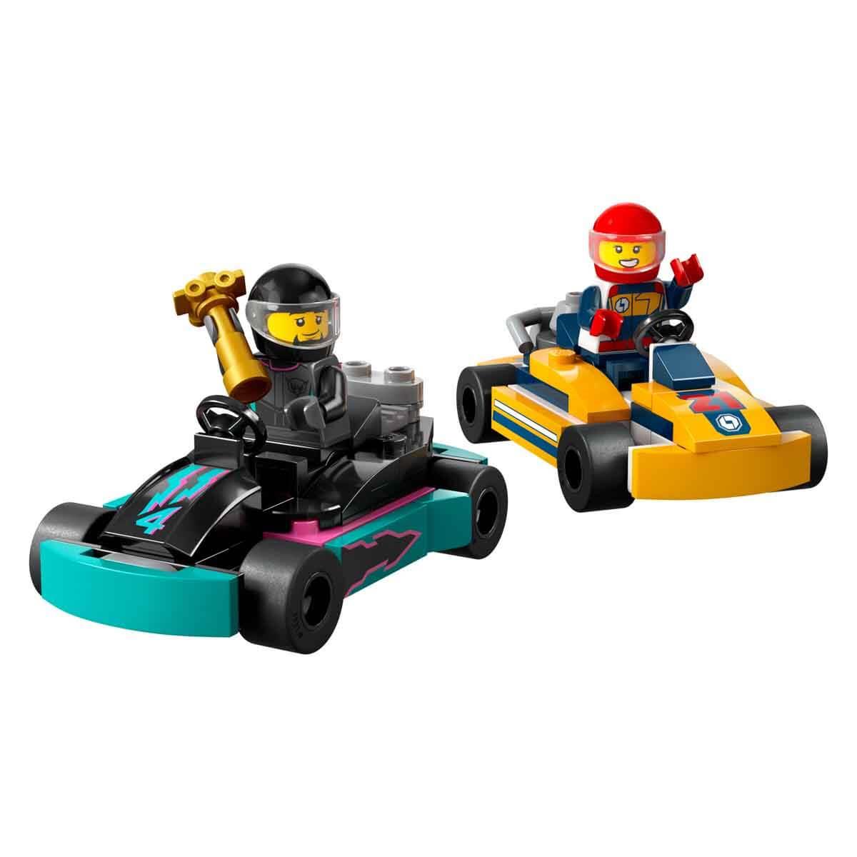 Lego City Go-Kartlar ve Yarış Sürücüleri 60400 - 5 Yaş ve Üzeri için Yarışçı Minifigürü İçeren Yaratıcı Oyuncak Yapım Seti 99 Parça