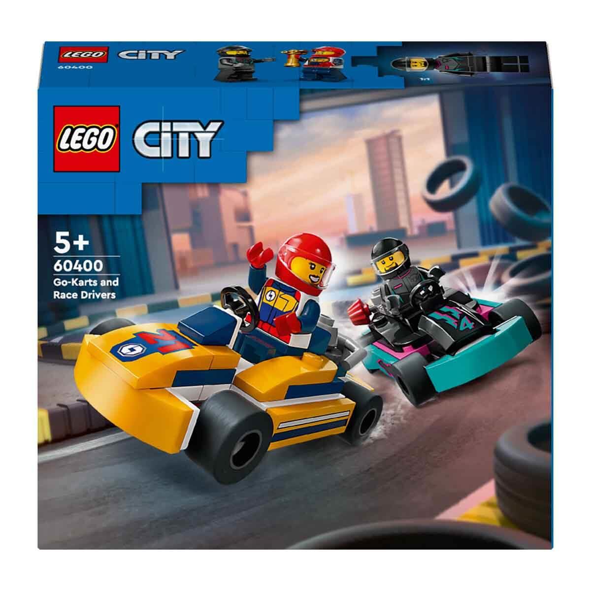 Lego City Go-Kartlar ve Yarış Sürücüleri 60400 - 5 Yaş ve Üzeri için Yarışçı Minifigürü İçeren Yaratıcı Oyuncak Yapım Seti 99 Parça