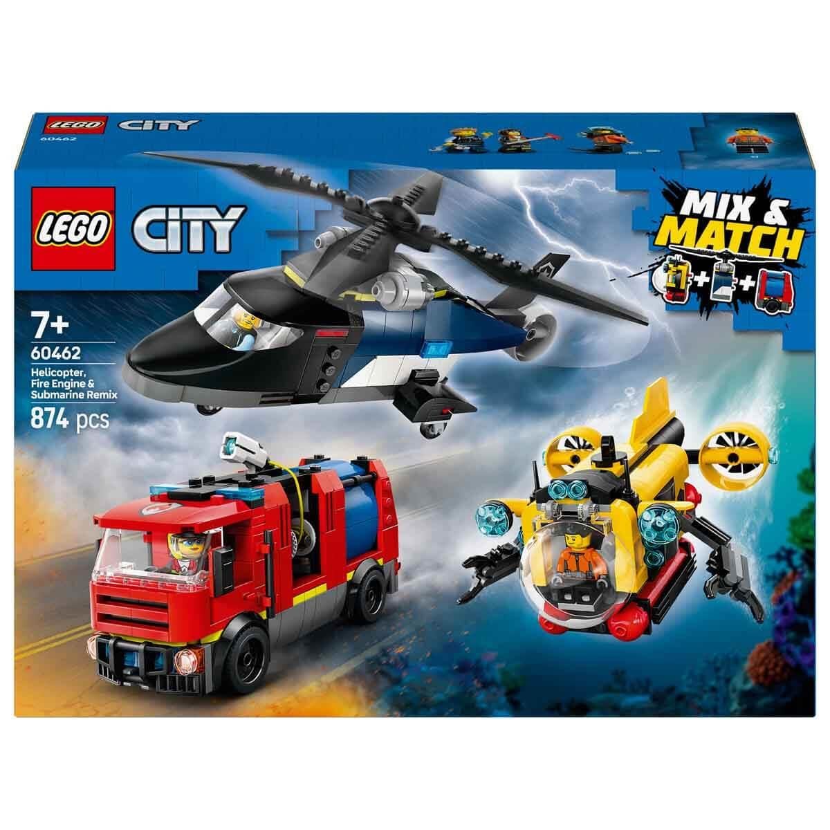 Lego City Helikopter İtfaiye Kamyonu ve Denizaltı Karışımı 60462 874 Parça