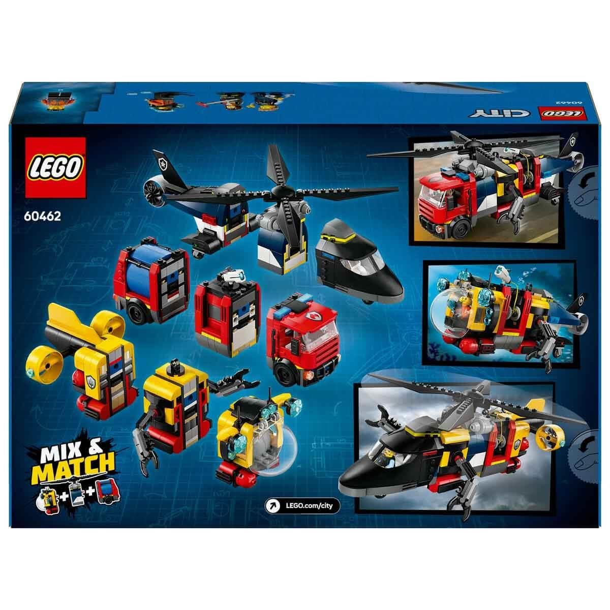 Lego City Helikopter İtfaiye Kamyonu ve Denizaltı Karışımı 60462 874 Parça