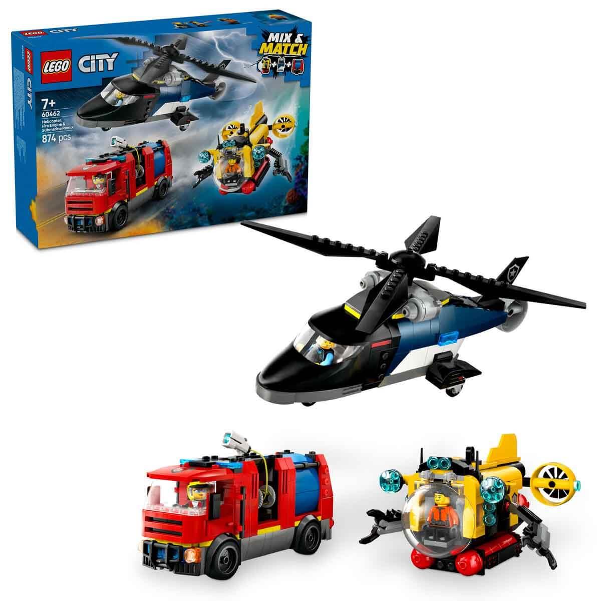 Lego City Helikopter İtfaiye Kamyonu ve Denizaltı Karışımı 60462 874 Parça