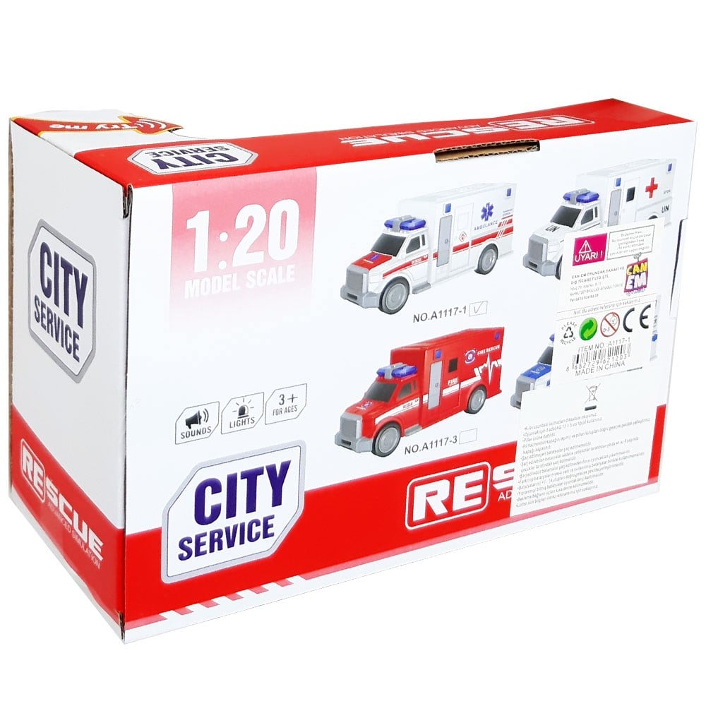 Pilli Sesli Işıklı Sürtmeli Ambulans A1117-1
