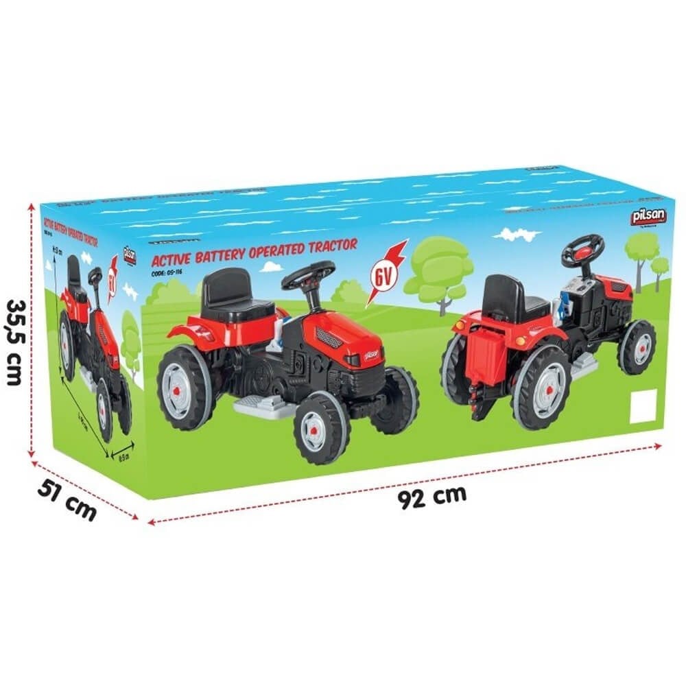 Pilsan Active Tractor 6V Akülü Traktör / Kırmızı