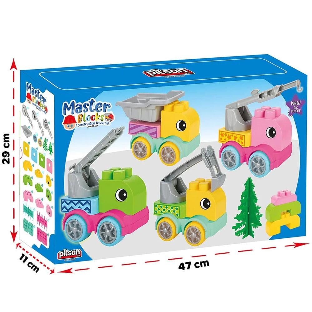 Pilsan Oyuncak Master Bloklar İnşaat Kamyonları Seti 03607