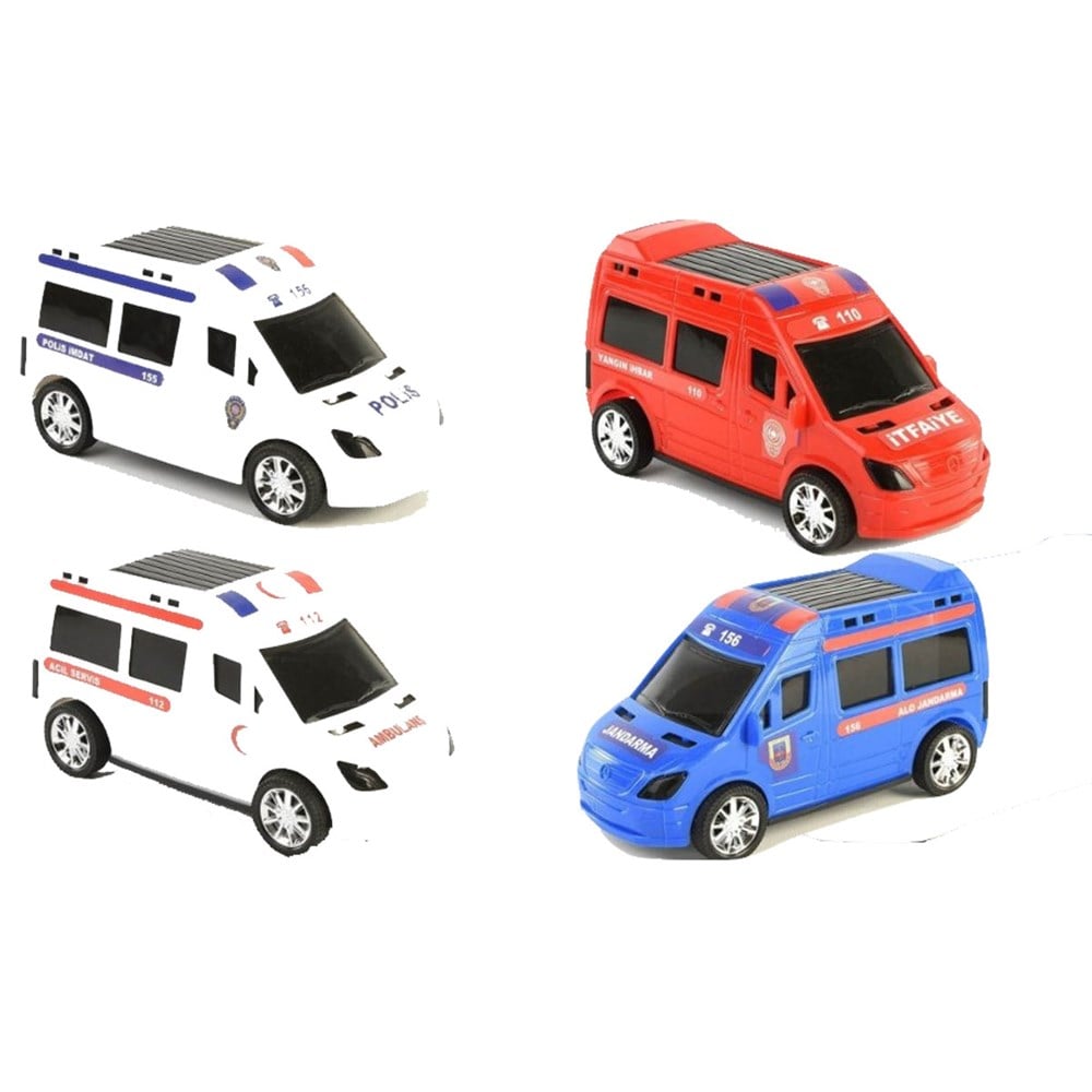Polis,Jandarma,Ambulans,İtfaiye Aracı 4'Lü Set-Sürtmeli Oyuncak