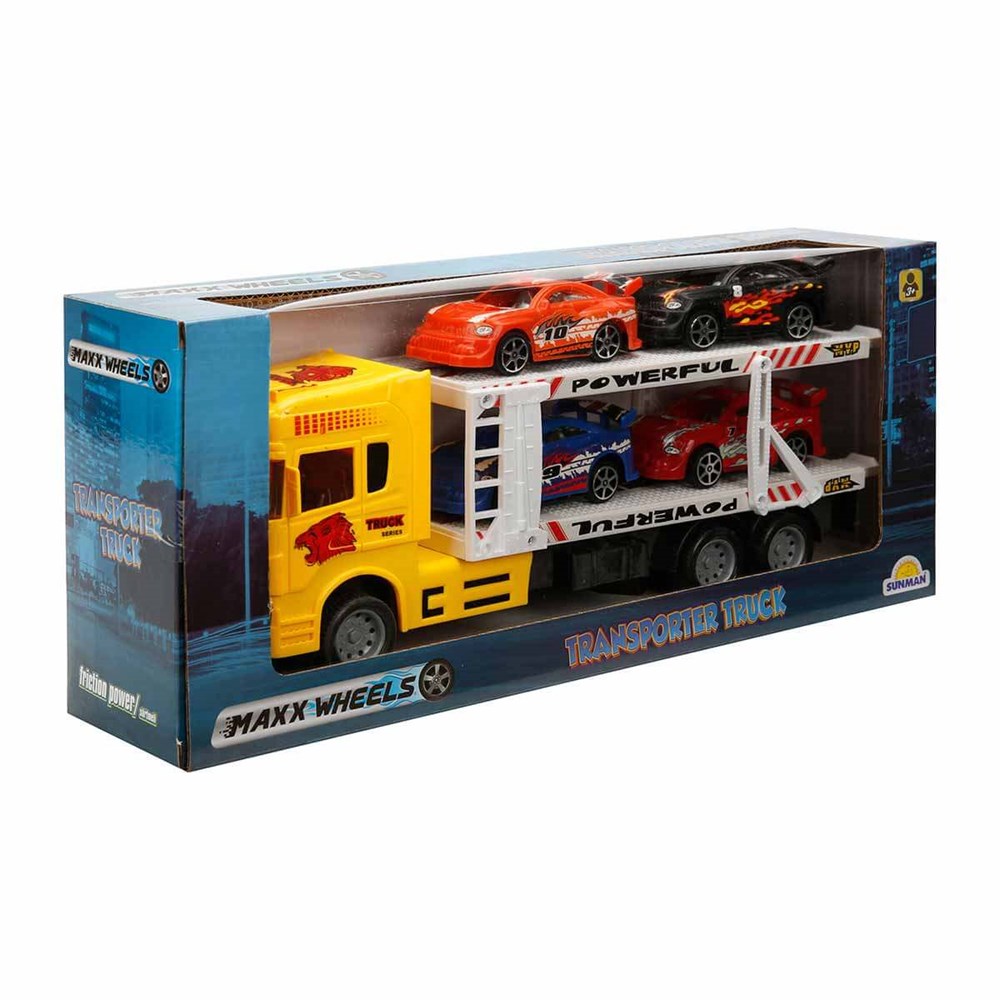 Sunman Oyuncak Maxx Wheels 2 Katlı Transporter Tır 32 Cm 02323 SUN-YFN-MXX-1/32